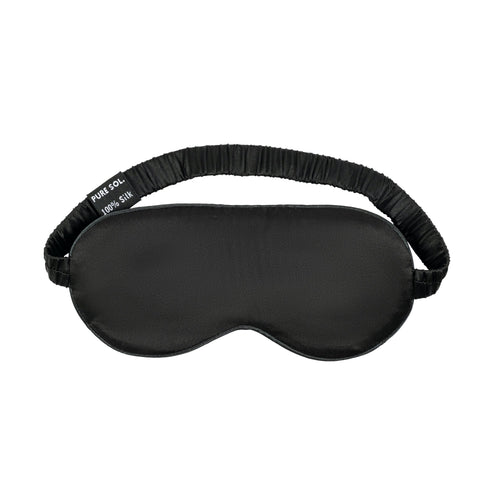 Black mulberry silk sleep mask with an elastic silk strap